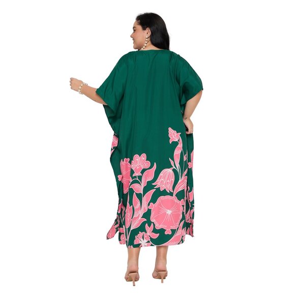 Gypsie Blu Floral Printed Caftan Dress for Women Comfy Loose Maxi Dresses - Picture 6 of 8